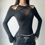 Fishnet Patchwork Knit Top image 2