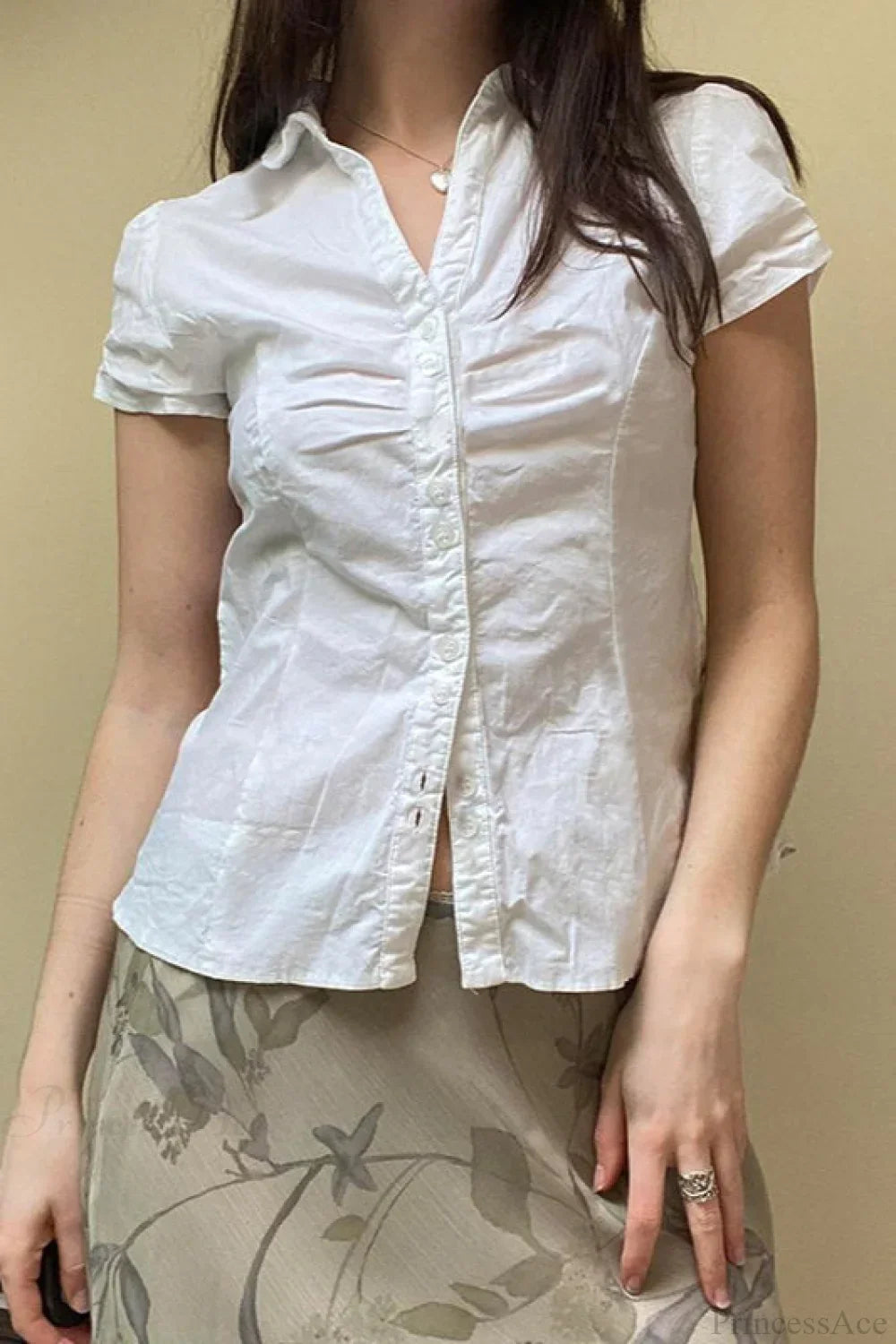 Fitted Button-Down Ruched Blouse image 2