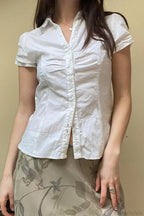 Fitted Button-Down Ruched Blouse image 2