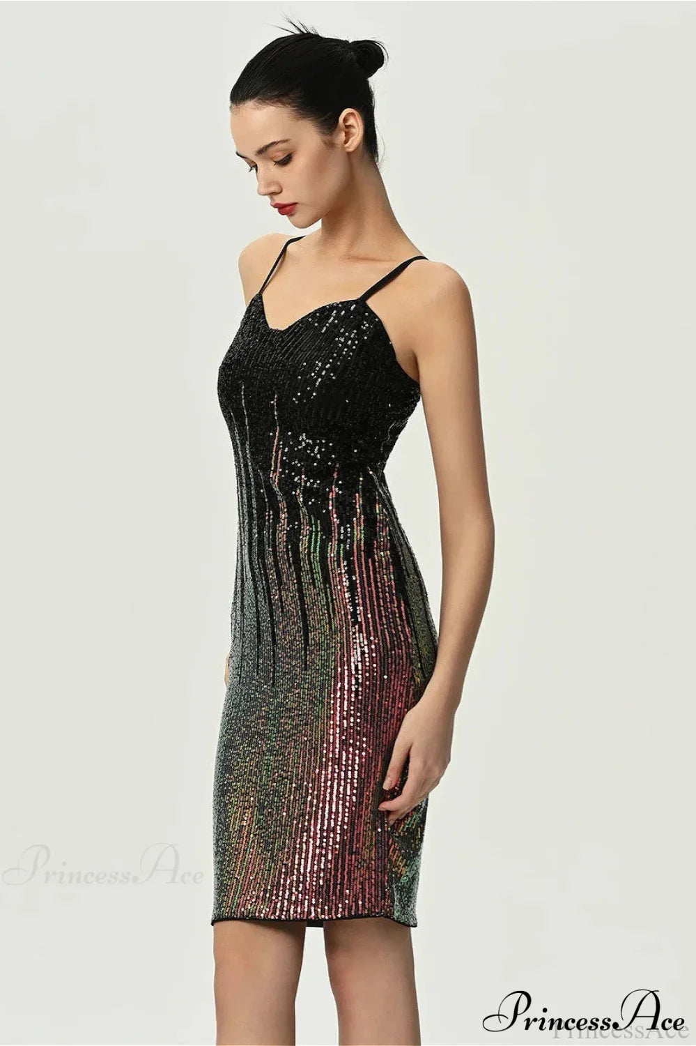 Fitted Colorful Sequin Spaghetti Strap Party Dress image 6