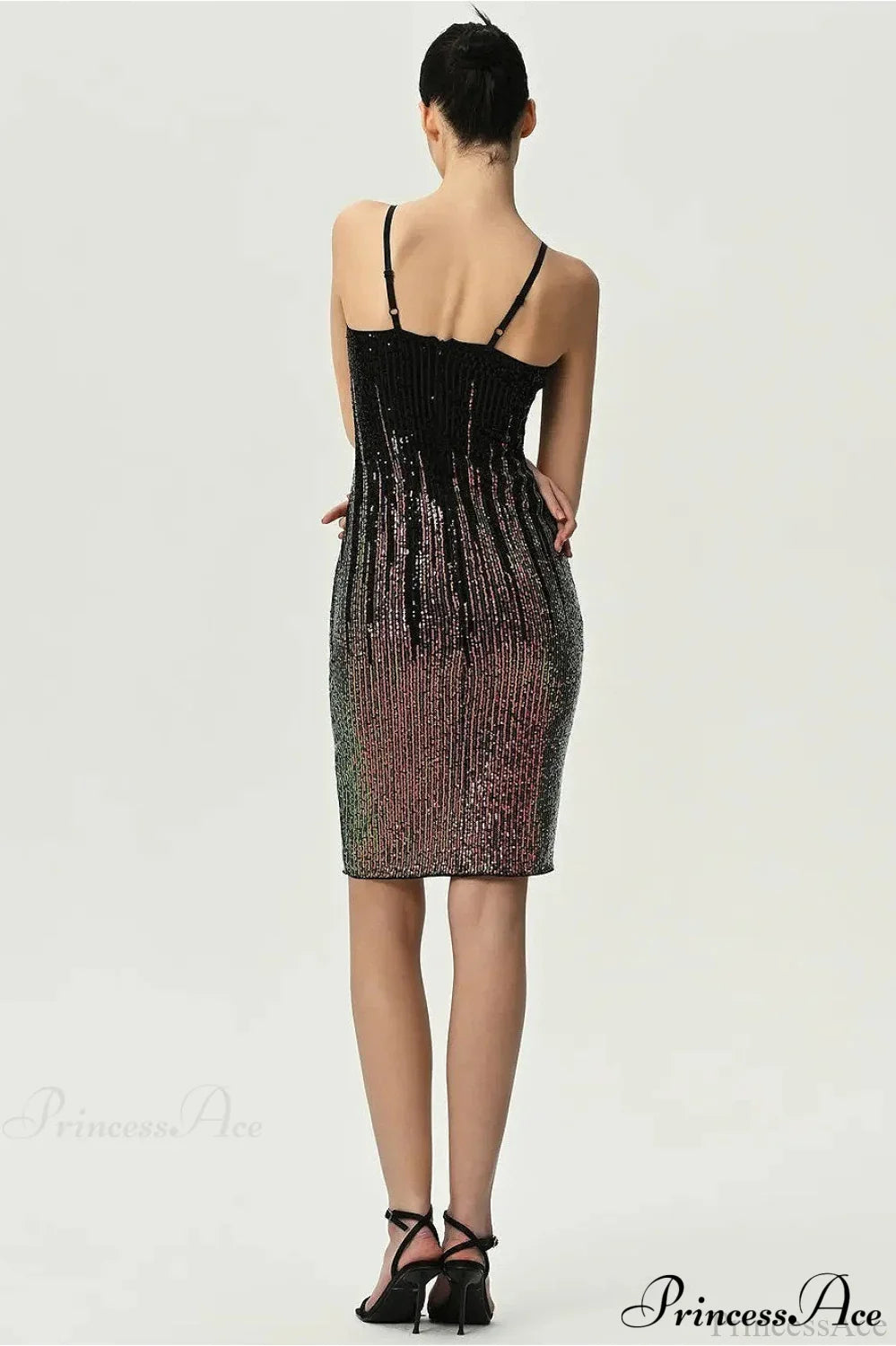 Fitted Colorful Sequin Spaghetti Strap Party Dress image 7
