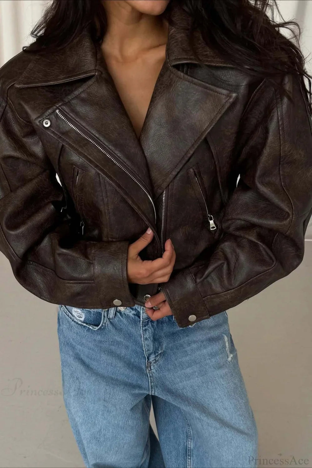 Fitted Faux Leather Short Jacket image 3