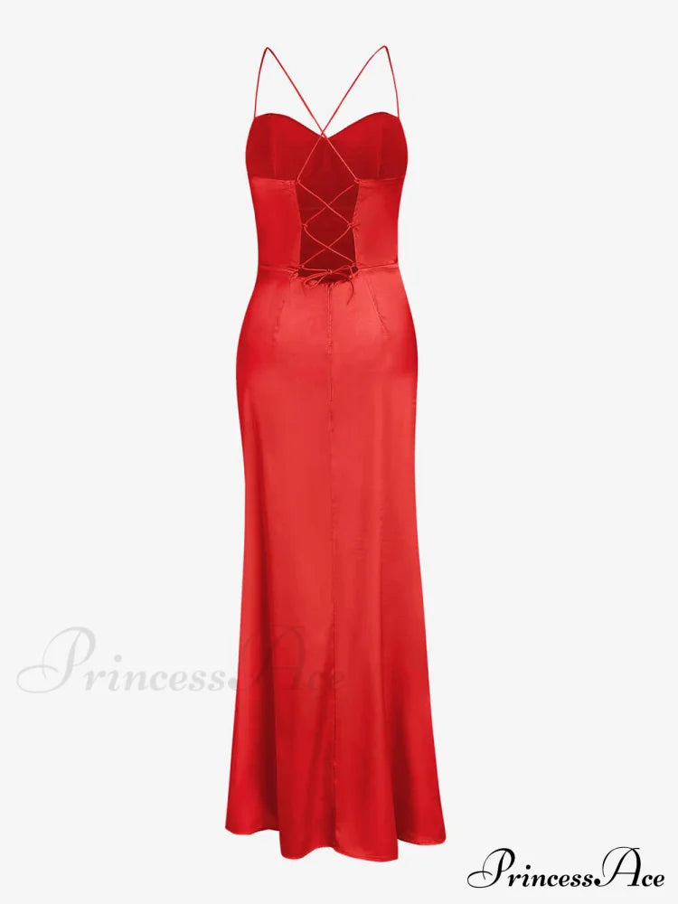Fitted Satin Stylish Maxi Dress image 6