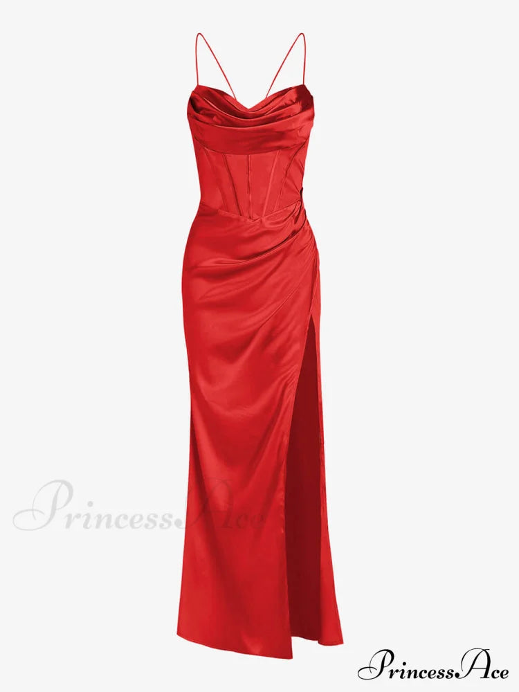 Fitted Satin Stylish Maxi Dress image 5