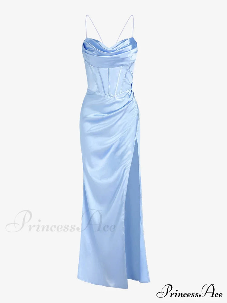 Fitted Satin Stylish Maxi Dress image 8