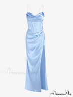 Fitted Satin Stylish Maxi Dress image 8