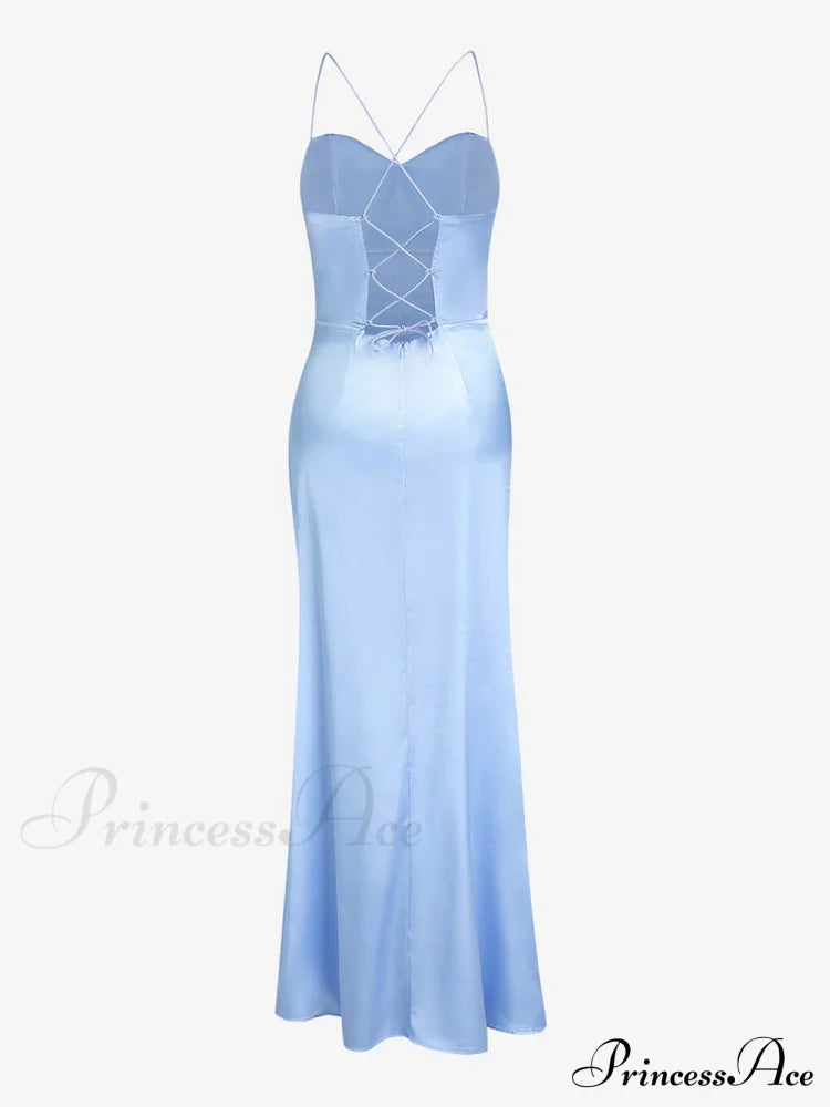 Fitted Satin Stylish Maxi Dress image 9