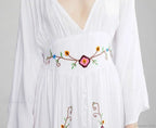 Flare Long Sleeve Deep V-neck Cotton Dress image 6