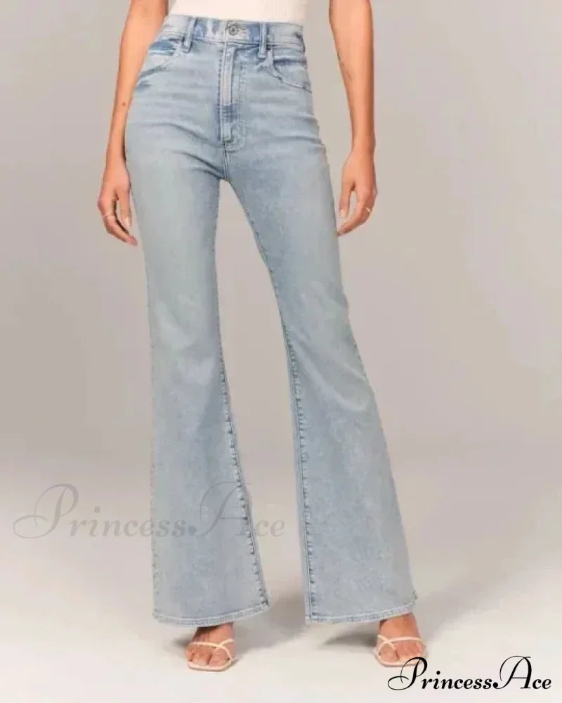 Flare Vintage Ladies Fashion Stretch Pocket Plus Size Wide Denim Jean image 8