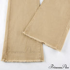 Flared High Black Jeans and in Waist Brown for Khaki Women image 21