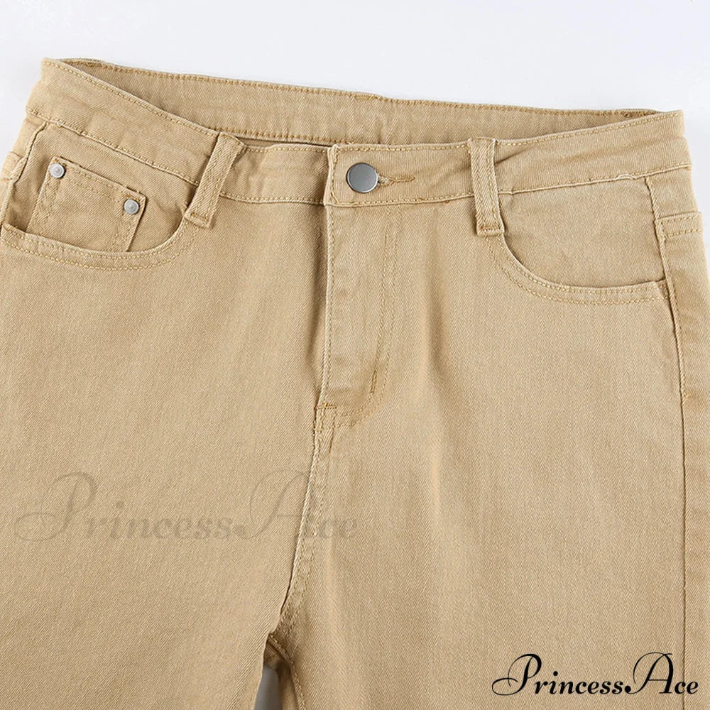 Flared High Black Jeans and in Waist Brown for Khaki Women image 19
