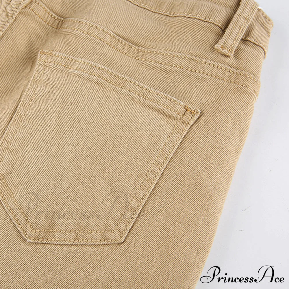 Flared High Black Jeans and in Waist Brown for Khaki Women image 20