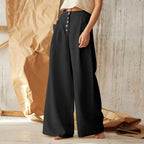 Flared Solid Color High Waist Cotton Linen Pant image 7