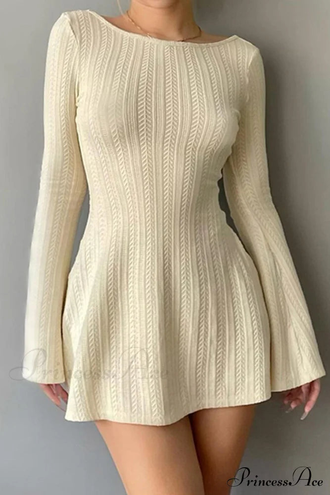 Flares Sleeve Backless Cable Knit Dress image 2