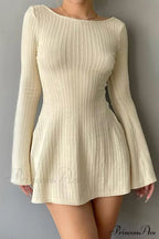 Flares Sleeve Backless Cable Knit Dress image 2