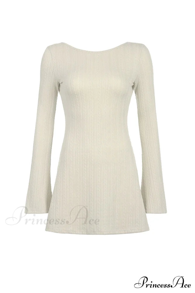 Flares Sleeve Backless Cable Knit Dress image 4