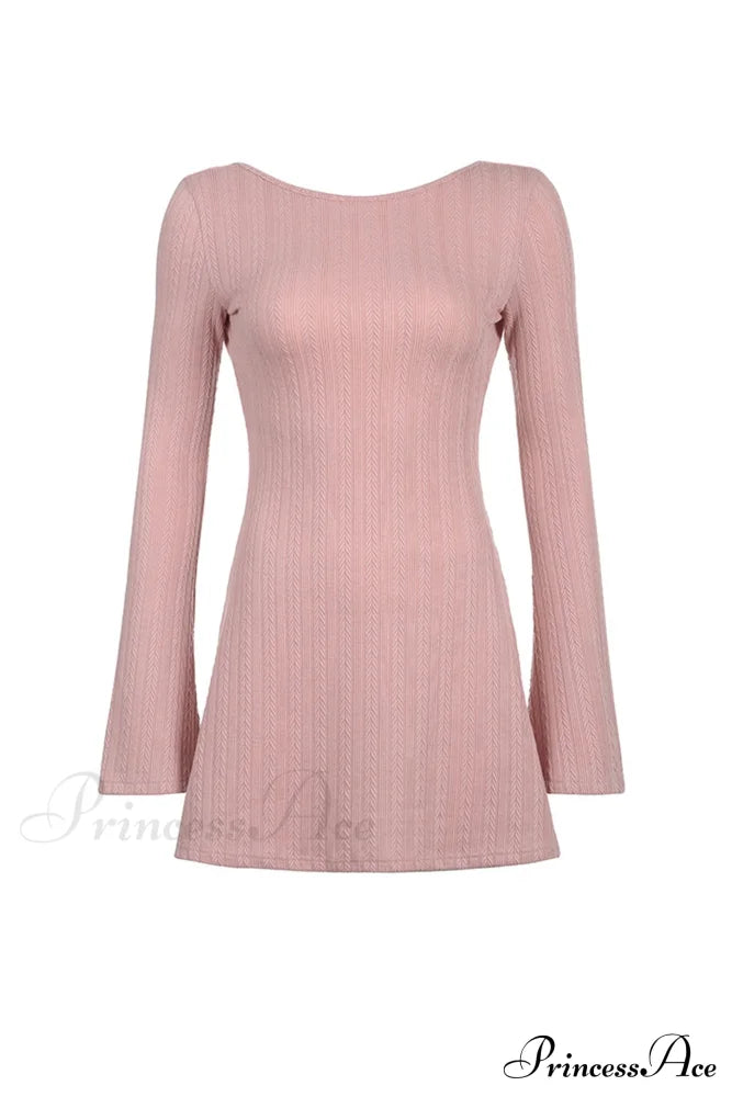Flares Sleeve Backless Cable Knit Dress image 13