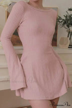 Flares Sleeve Backless Cable Knit Dress image 8