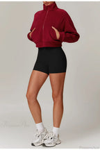 Fleece Athletic Stand Collar Zip Yoga Jacket image 6