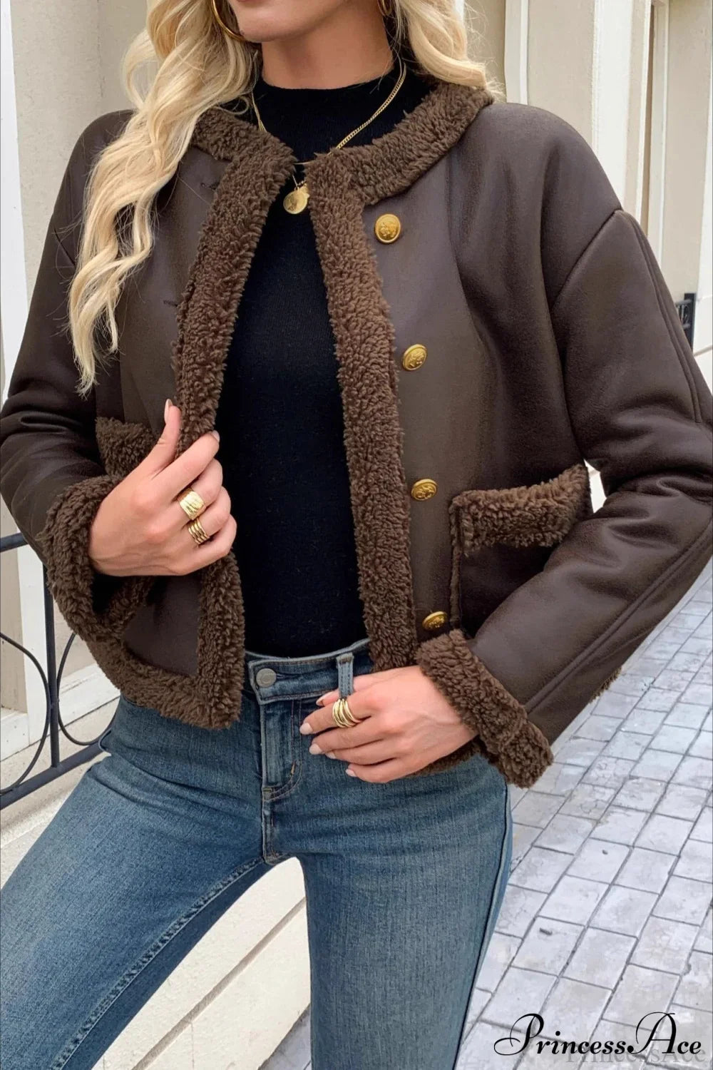 Fleece Collar Warm Fashion Casual Coat image 3