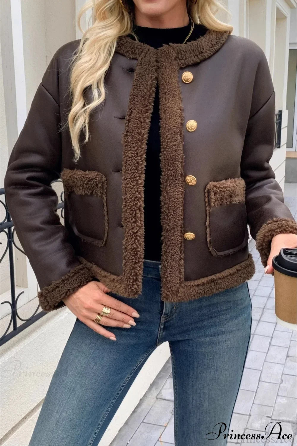Fleece Collar Warm Fashion Casual Coat image 2
