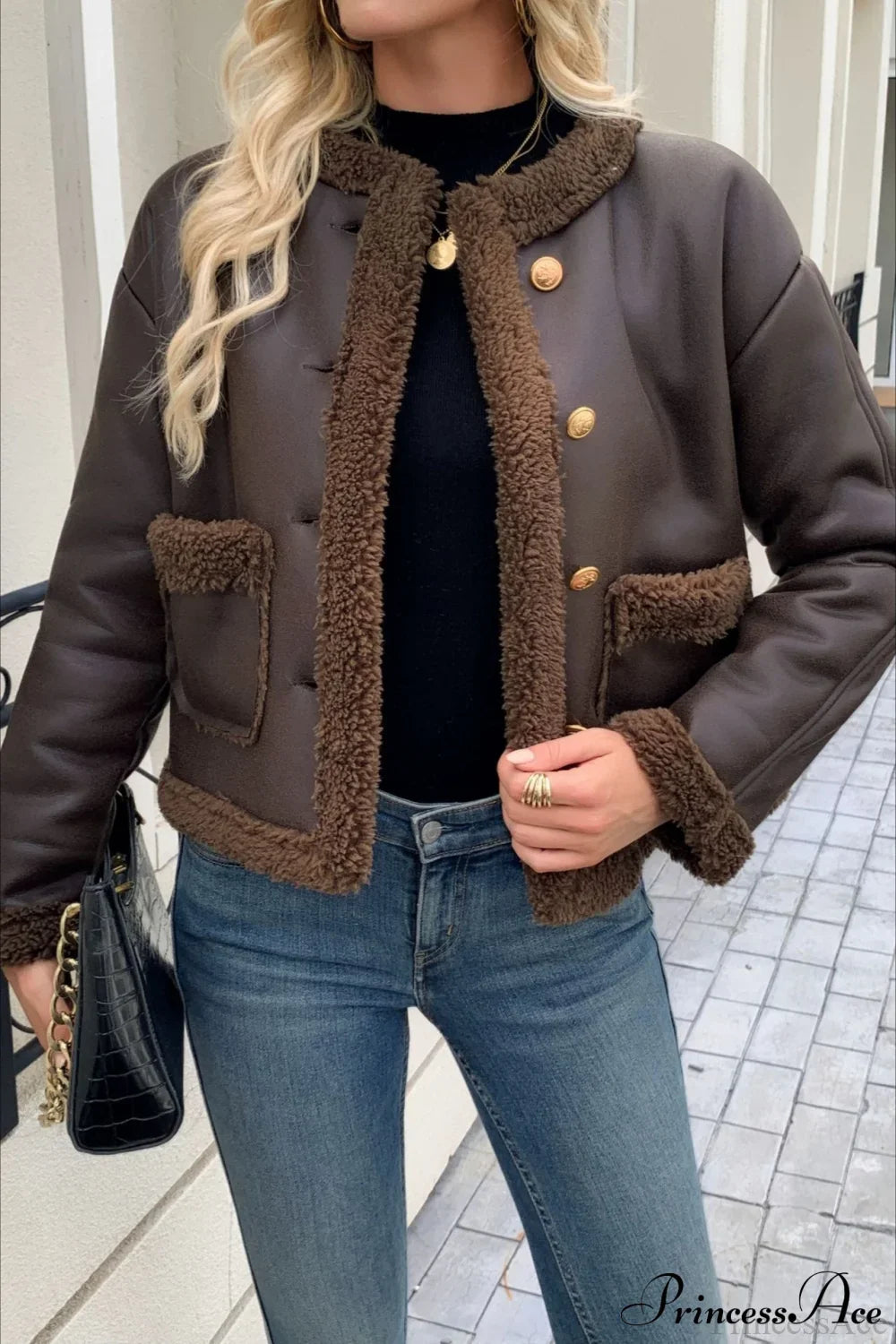 Fleece Collar Warm Fashion Casual Coat image 1