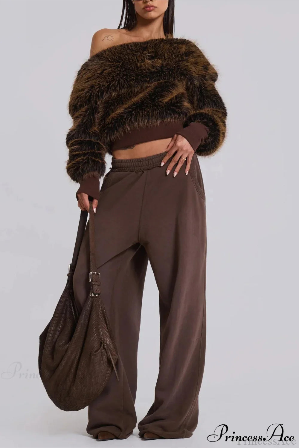 Fleece Sweatshirt Unique Design Crop Top image 3
