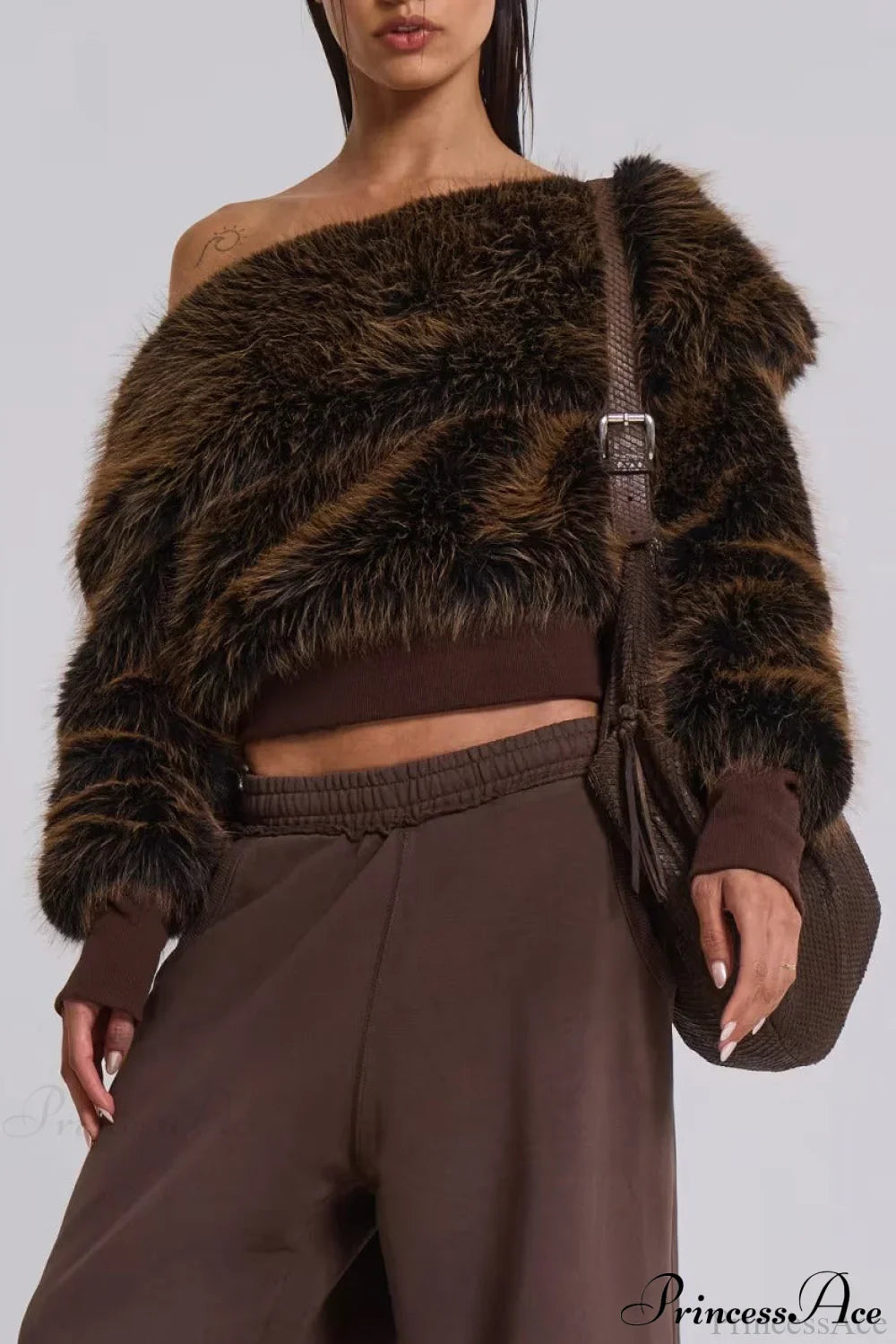 Fleece Sweatshirt Unique Design Crop Top image 1