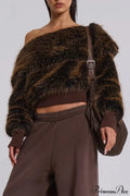 Fleece Sweatshirt Unique Design Crop Top image 1