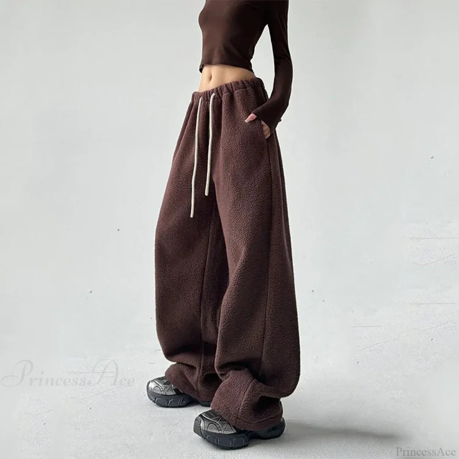 Fleece Thicken Wool Wide Leg Pants image 6