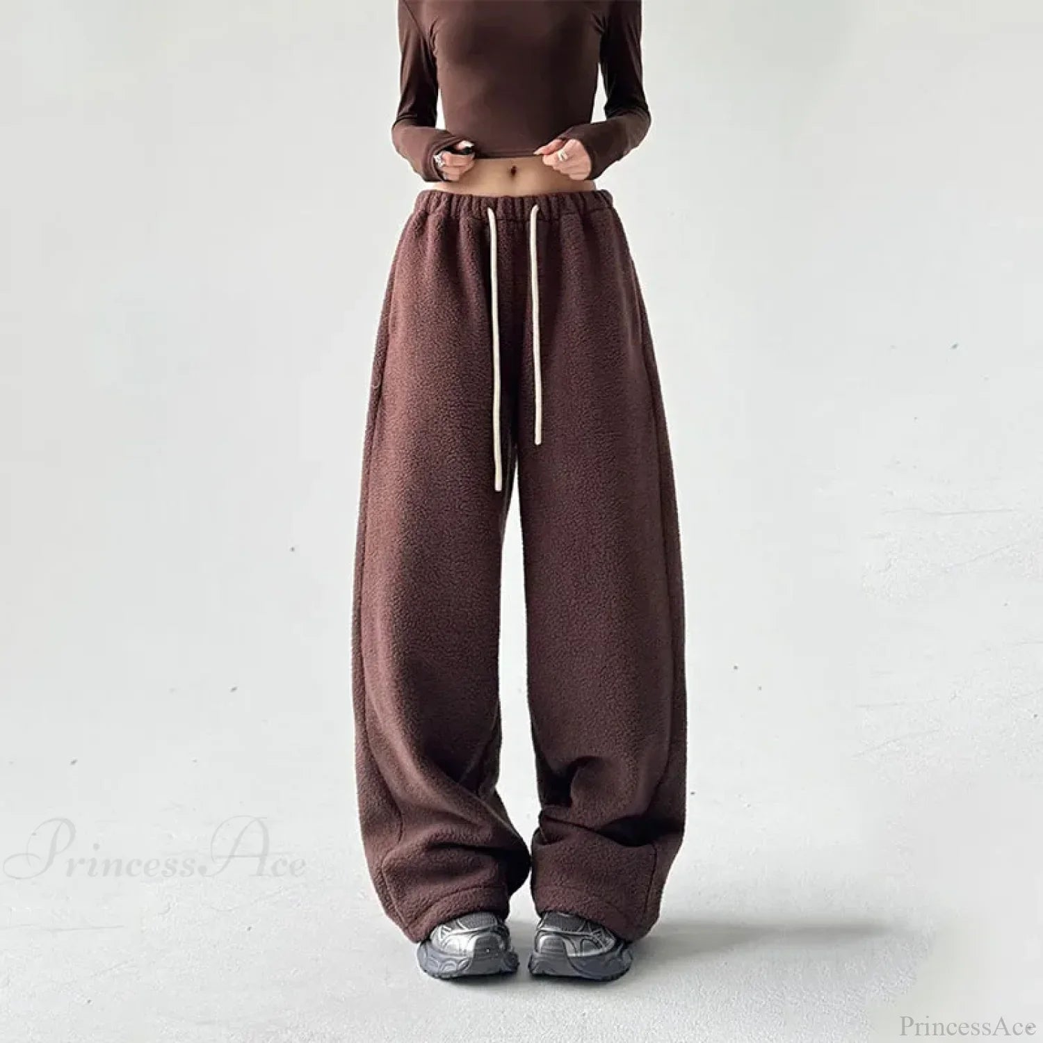Fleece Thicken Wool Wide Leg Pants image 5