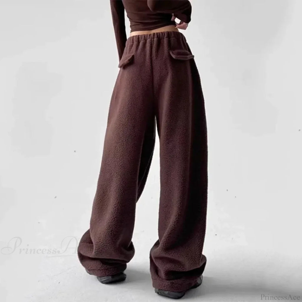 Fleece Thicken Wool Wide Leg Pants image 4