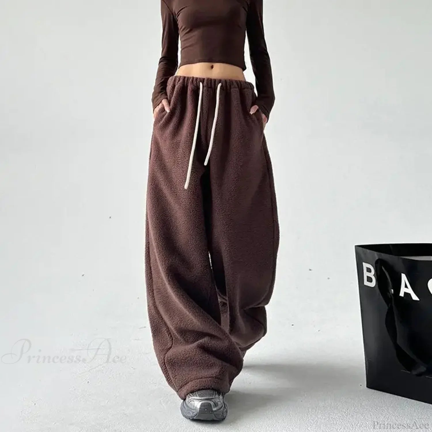 Fleece Thicken Wool Wide Leg Pants image 3
