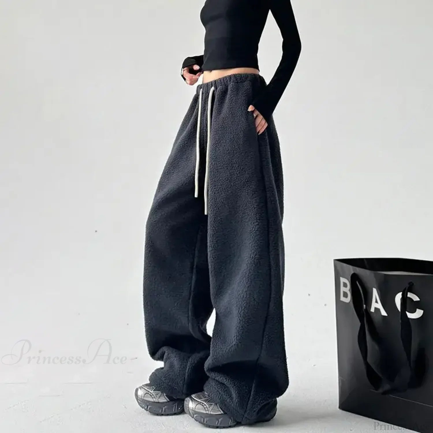 Fleece Thicken Wool Wide Leg Pants image 1