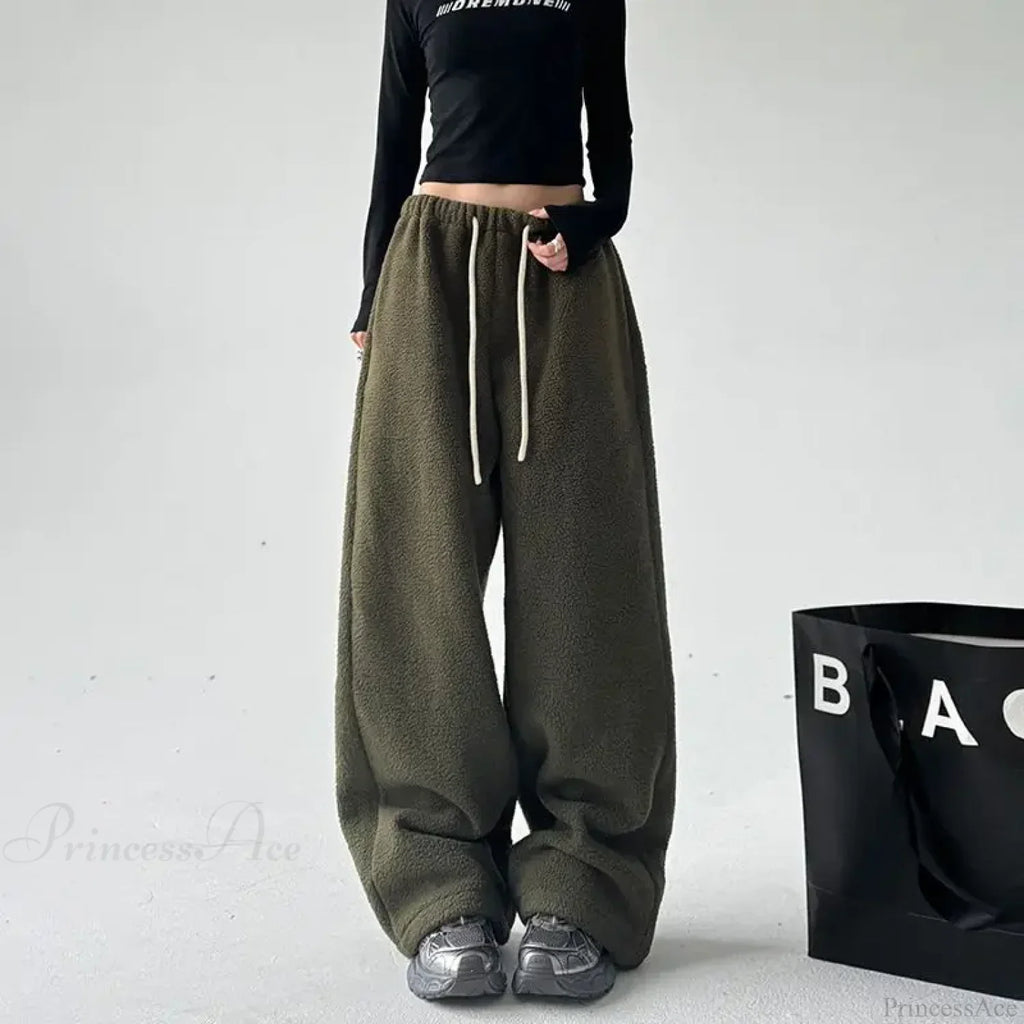Fleece Thicken Wool Wide Leg Pants image 2