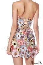 Floral 3D Embroidery Charming Tube Mini Dress image 4