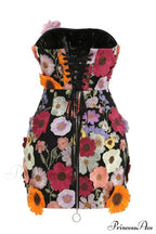 Floral 3D Embroidery Charming Tube Mini Dress image 6
