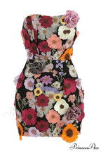 Floral 3D Embroidery Charming Tube Mini Dress image 5