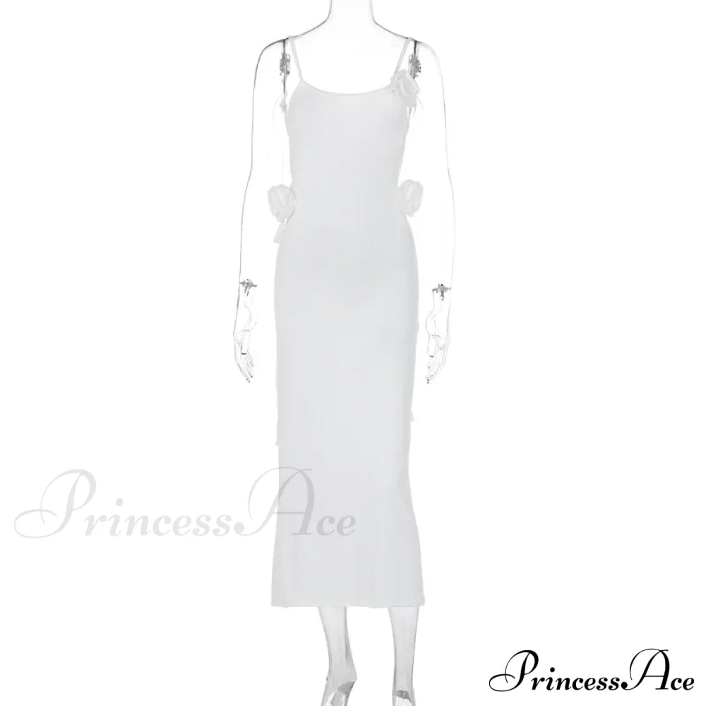 Floral Applique Bandage Sleeveless Summer Vestido Midi Dress image 5