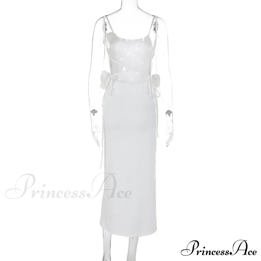 Floral Applique Bandage Sleeveless Summer Vestido Midi Dress image 6