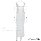 Floral Applique Bandage Sleeveless Summer Vestido Midi Dress image 6