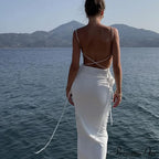 Floral Applique Bandage Sleeveless Summer Vestido Midi Dress image 2