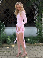 Floral Applique Wrap Mini Dress image 3