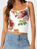 Floral Backless Spaghetti Strap Retro Crop Top image 3