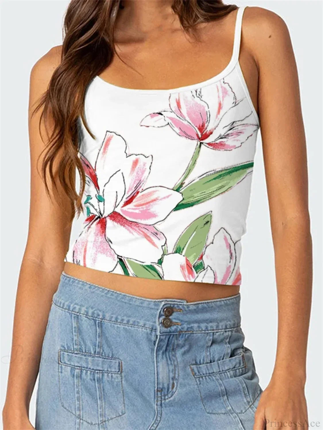 Floral Backless Spaghetti Strap Retro Crop Top image 4