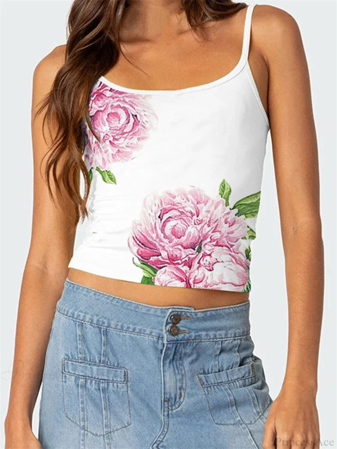 Floral Backless Spaghetti Strap Retro Crop Top image 7