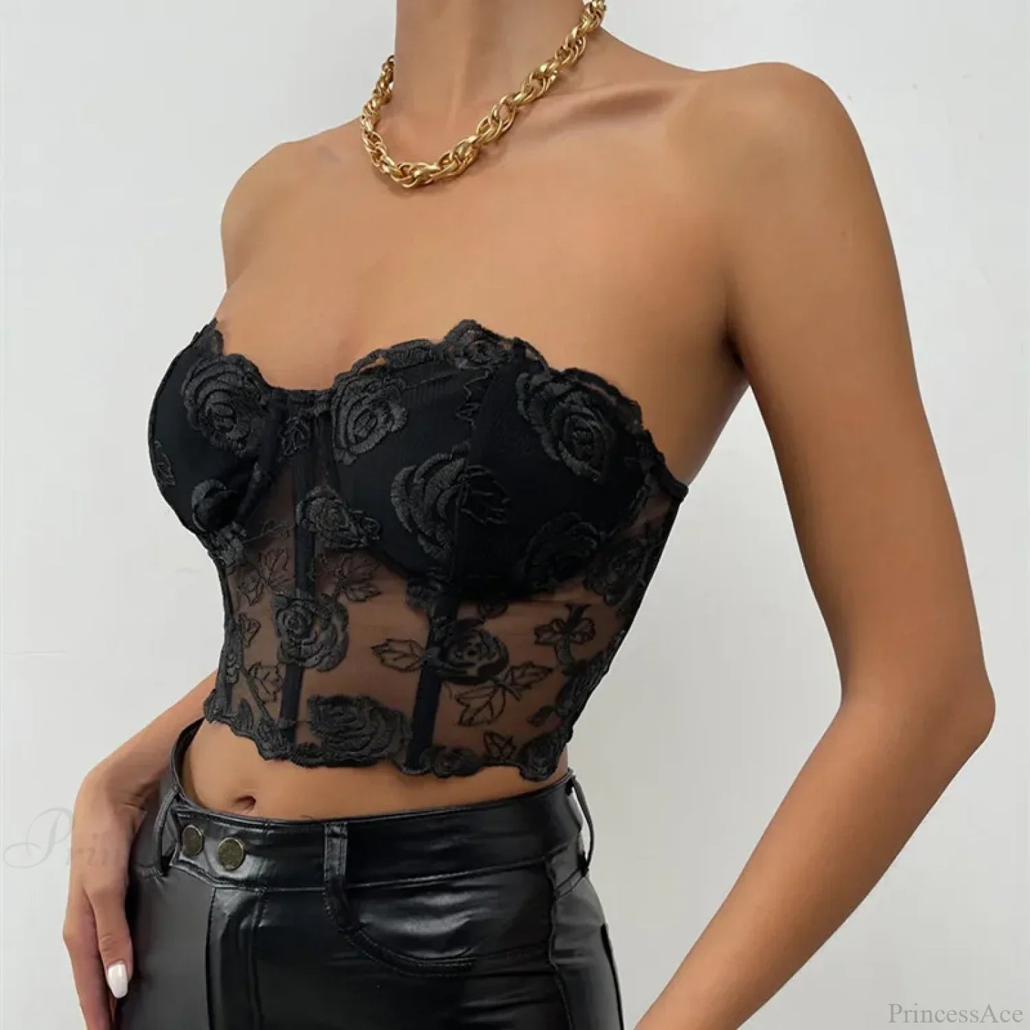Floral Backless Strapless Sexy Crop Top image 2