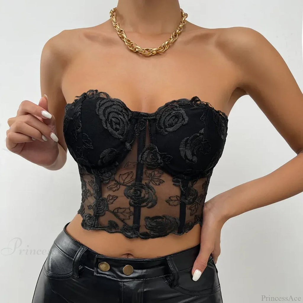 Floral Backless Strapless Sexy Crop Top image 1