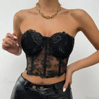 Floral Backless Strapless Sexy Crop Top image 1