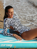 Floral Bikini Bra Black Swimwear One Piece image 2